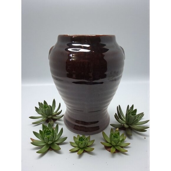 Vintage Brush Studio Earthenware Brown Glazed  Beehive Vase  6.5" H - Picture 2 of 12